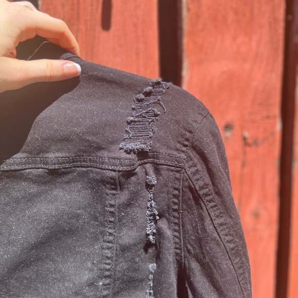 Ripped black denim jacket - Picture 10 of 13